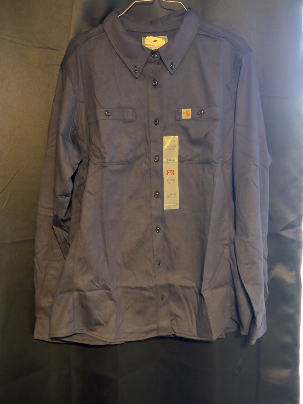 Carhartt Navy Long-Sleeve Button-Down Work Shirt